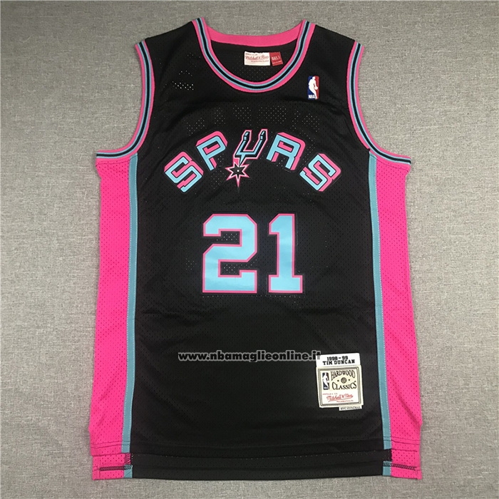 Maglia San Antonio Spurs Tim Duncan #21 Mitchell & Ness 1998-99 Nero